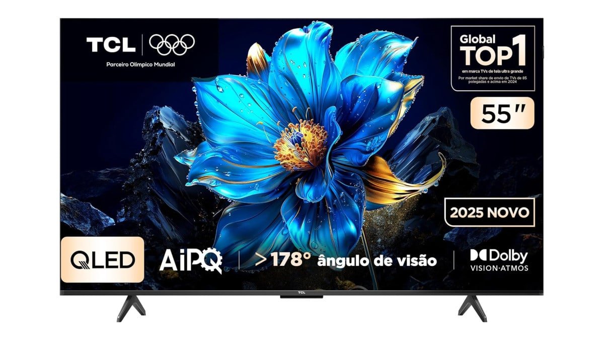 Smart TV TCL 55 Polegadas QLED 4K P7K WiFi Bluetooth Google TV HDR10+ Dolby Atmos Dolby Vision 55P7K