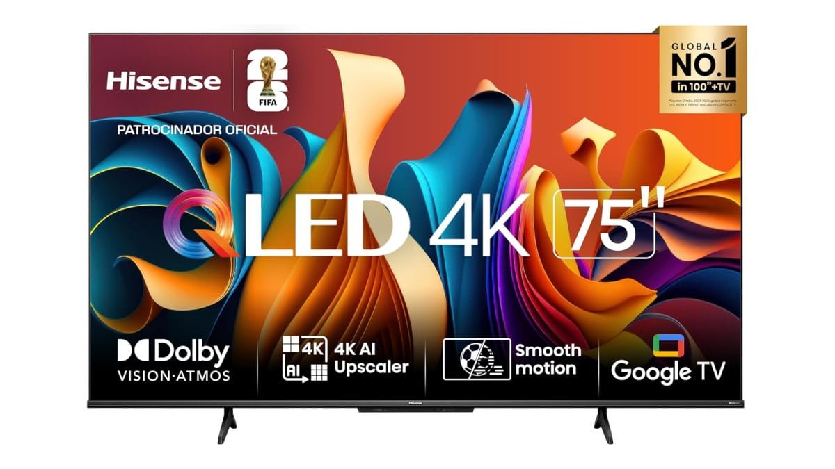 Hisense Smart TV UHD 4K QLED 75″ Polegadas 75Q6N Google TV com HDR10+, Dolby Atmos, Modo Esporte, Modo Jogo Plus e Compatível com Alexa