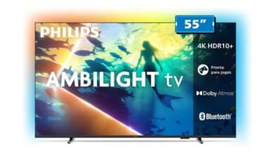 PHILIPS, Smart TV Ambilight 55″ 4K, 55PUG8100/78, Comando de Voz, HDR10+/Dolby Atmos, VRR/ALLM, Bluetooth