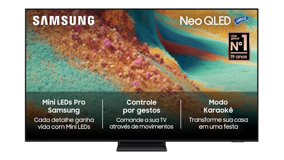 Samsung Vision AI TV 55″ NEO QLED Ultra 4K QN85F 2025, Mini LED, Processador com AI, Controle por Gestos, Modo AI, Painel até 144hz, Dolby Atmos®