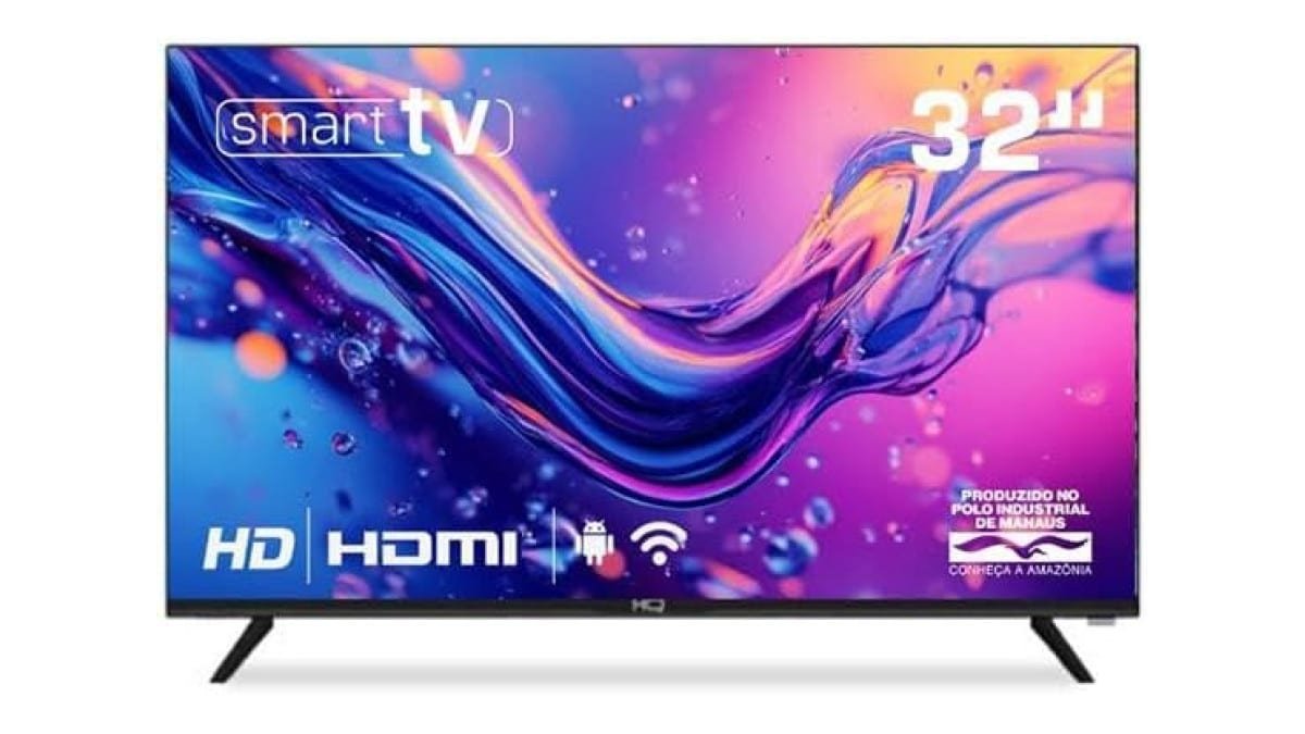 Smart TV HQ 32″ HD tela sem bordas Androind 12 design slim HQS32NKHM
