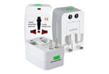 Adaptador de Tomada Universal Para Viagem Padrão Internacional Europa UK Asia EUA JP AU EU Europeu 3 Pinos Mais de 150 Países Bivolt Trava de Segurança Portátil Ajustável Super PREMIUM