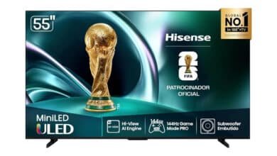 Hisense Smart TV 4K 55″ Polegadas 55U7QG Mini LED 144Hz com Dolby Vision IQ, HDR10+ Adaptative, Dolby Vision IQ, Dolby Gaming, HLG, Filmmaker Mode, Dolby Atmos, Compatibilidade Alexa, Google Home