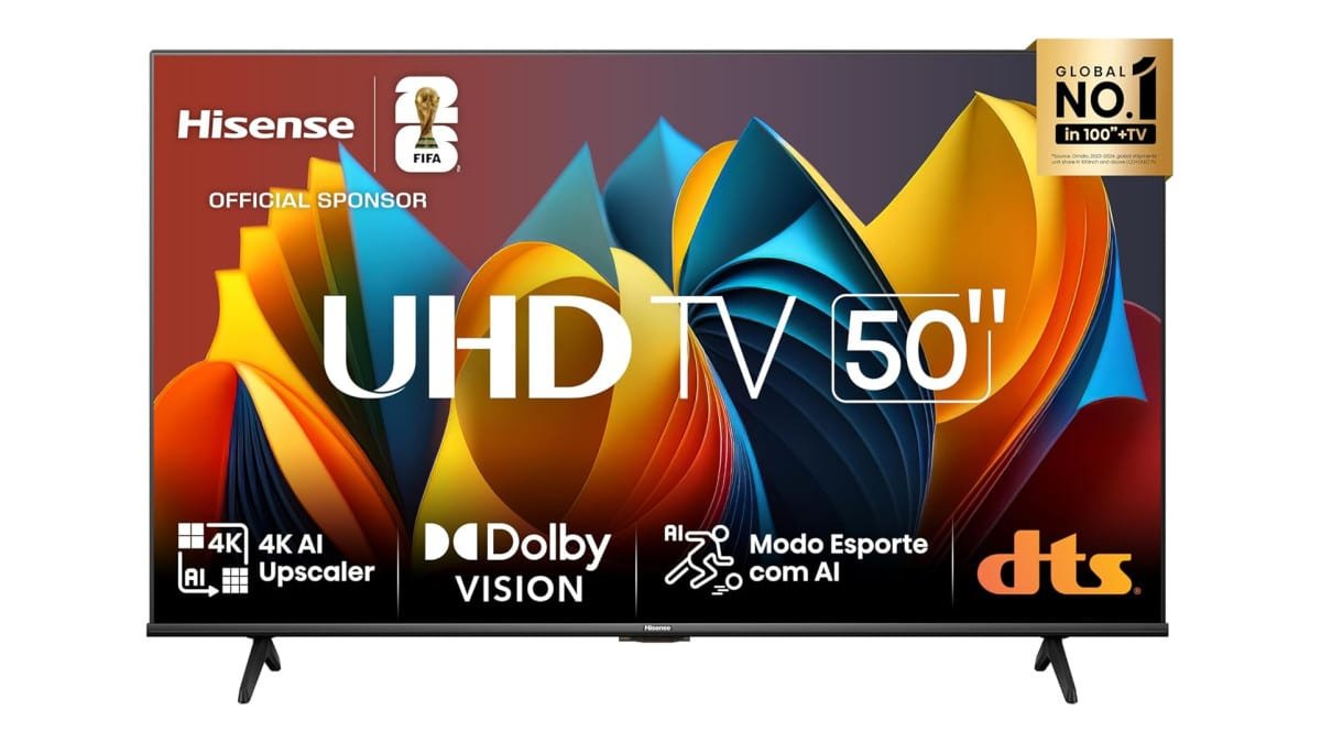 Hisense Smart TV UHD 4K DLED 50″ Polegadas 50A6K com HDR10+ Dolby Vision Game Mode Controle por Voz Alexa Built-In AirPlay