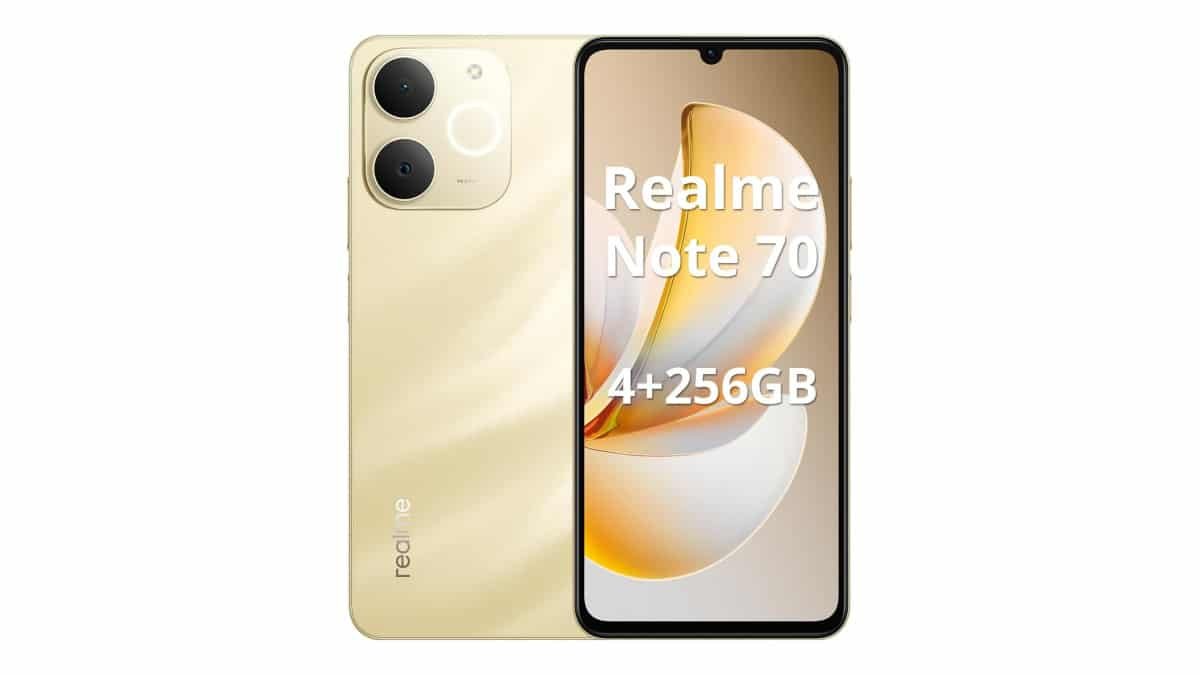 Realme Note 70 Smartphone 4GB RAM 256GB ROM Tela de 6.74″ Display 6000mAh Batteria 7,94mm Slim Design, 300% Ultra Volume Octa Core Dual SIM Ouro
