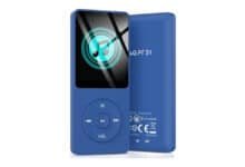 AGPTEK Leitor de MP3 A02S de 16 GB, reprodutor de música de som sem perdas de 70 horas, suporta até 128 GB, azul escuro