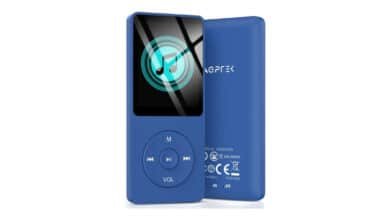 AGPTEK Leitor de MP3 A02S de 16 GB, reprodutor de música de som sem perdas de 70 horas, suporta até 128 GB, azul escuro