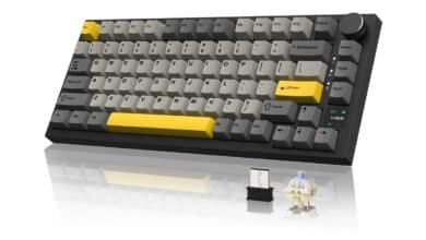 ATTACK SHARK ajazz AK820 Pro Teclado Mecânico Sem Fio TFT Display & Botão Hot Swappable Bluetooth 5.1/2.4G hz/Tipo-C Junta-Montado RGB Backlit Teclado Personalizado para PC/Win (Preto/Presente Switch)