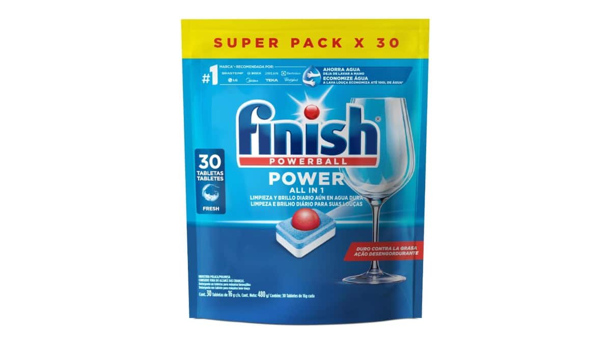 Finish Powerball Detergente para Lava Louças, Tabletes com Secante, 30 Tabletes