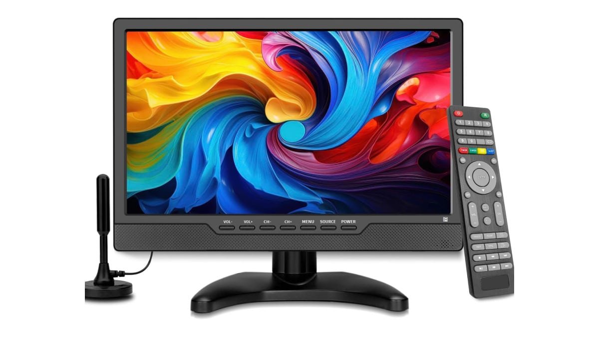 TV LED HD de 14 polegadas, televisão pequena portátil com entrada HDMI, sintonizador digital embutido/HDMI/USB/DC-12 polegadas – suporta montagem na parede – para quarto, cozinha, trailer