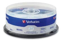 Verbatim M-Disc BDXL 100 GB 4X com superfície de marca – pacote com 25 eixos, azul (98914)