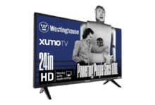 Westinghouse Smart TV de 61.0 cm, TV HD Xumo com controle remoto de voz, televisão de tela plana com Dolby Atmos, Bluetooth, Apple AirPlay, Wi-Fi e conectividade móvel