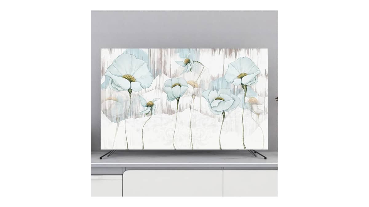Capa de TV de arte moderna de 32 a 80 polegadas, protetor de tela à prova de poeira para telas LCD, capa protetora de estilo simples com bordas elásticas decoração de sala de estar interna – flor 3||