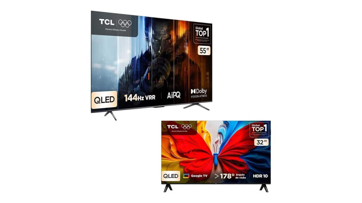 Combo Smart TV TCL 55 QLED 4K P8K WiFi 144Hz 55P8K e Smart TV TCL 32 HD QLED S5K WiFi 32S5K
