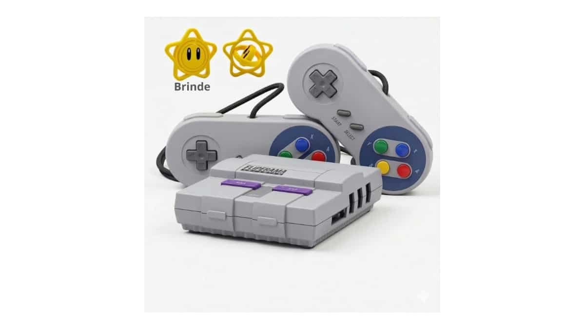 Game Retro Mini Super Nintendo 2 Controles + Pack com todos os Jogos de Snes