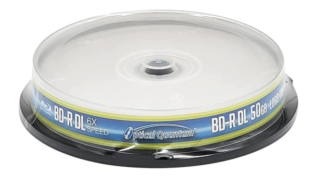 Optical Quantum OQBDRDL06LT-10 6X 50 GB BD-R DL Blu-Ray Dupla Camada Gravável Logo Top 10 Discos Eixo