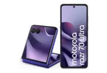 Smartphone Motorola Razr 70 Ultra 5G – 512GB 24GB (12GB RAM+ 12GB Ram Boost), Snapdragon 8 Elite, tela interna 7″ e externa 4”, extreme AMOLED, câmera 50MP, IP48 – Roxo