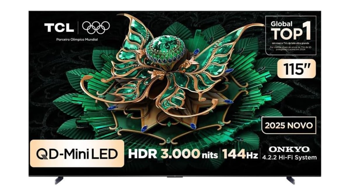 TCL 115 Polegadas 4K Ultra HD QD-Mini LED 144Hz Smart TV 115C7K Google TV Dolby Vision IQ HDR10+ AIPQ Pro 2025