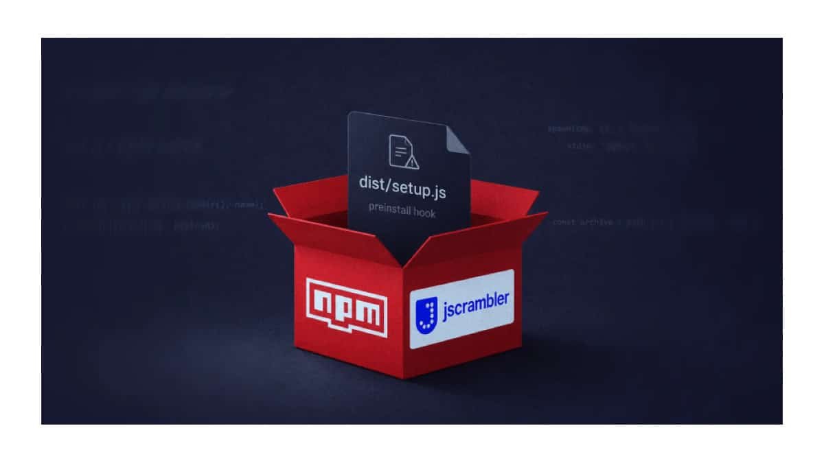 Falha em pacote jscrambler 8.14.0 no npm instala vírus Rust