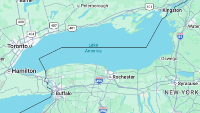 Google Maps exibe "Lake America" no lugar do Lago Ontário