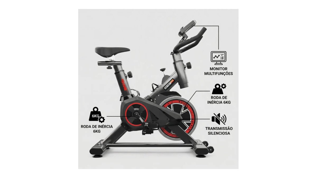 Bicicleta Spinning Sevenfit EPS-988 Com Volante de 6 kg e Computador
