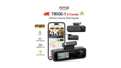 Camera Automotiva Veicular Carro 70mai T800E-1 4K+1080P+1080P Com GPS